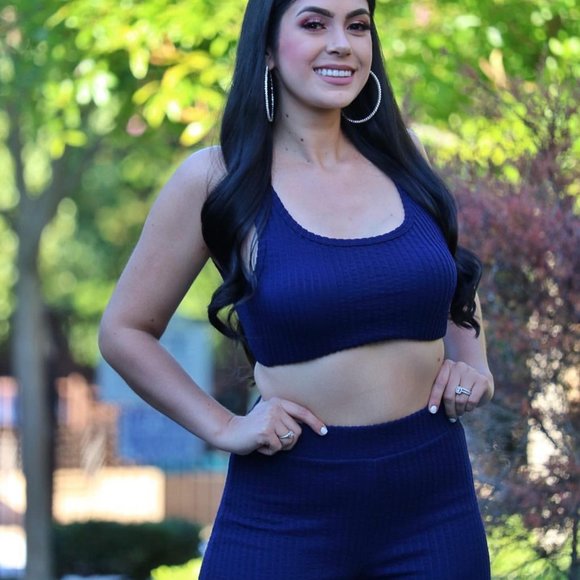 Large left✨NEW✨Womens Navy Casual Chic Set - Picture 5 of 5